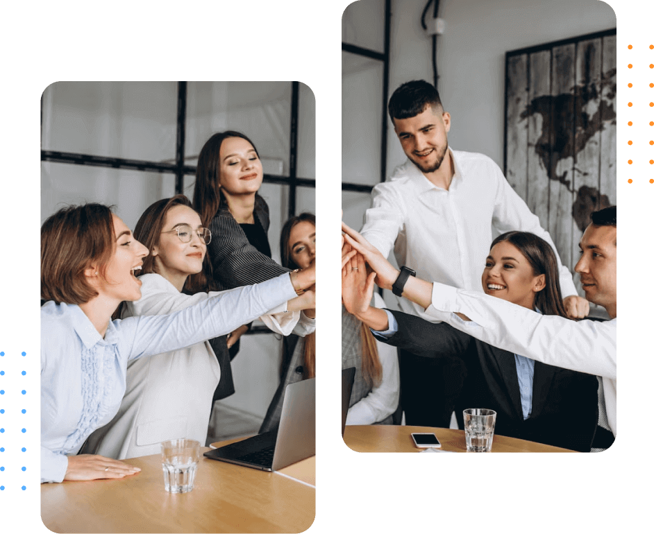 a group of peoples touching hands